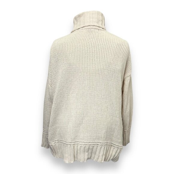 Aerie Womens Slouchy Oversized Boxy Cream Knit Turtleneck Comfy Sweater Size S - Picture 3 of 10